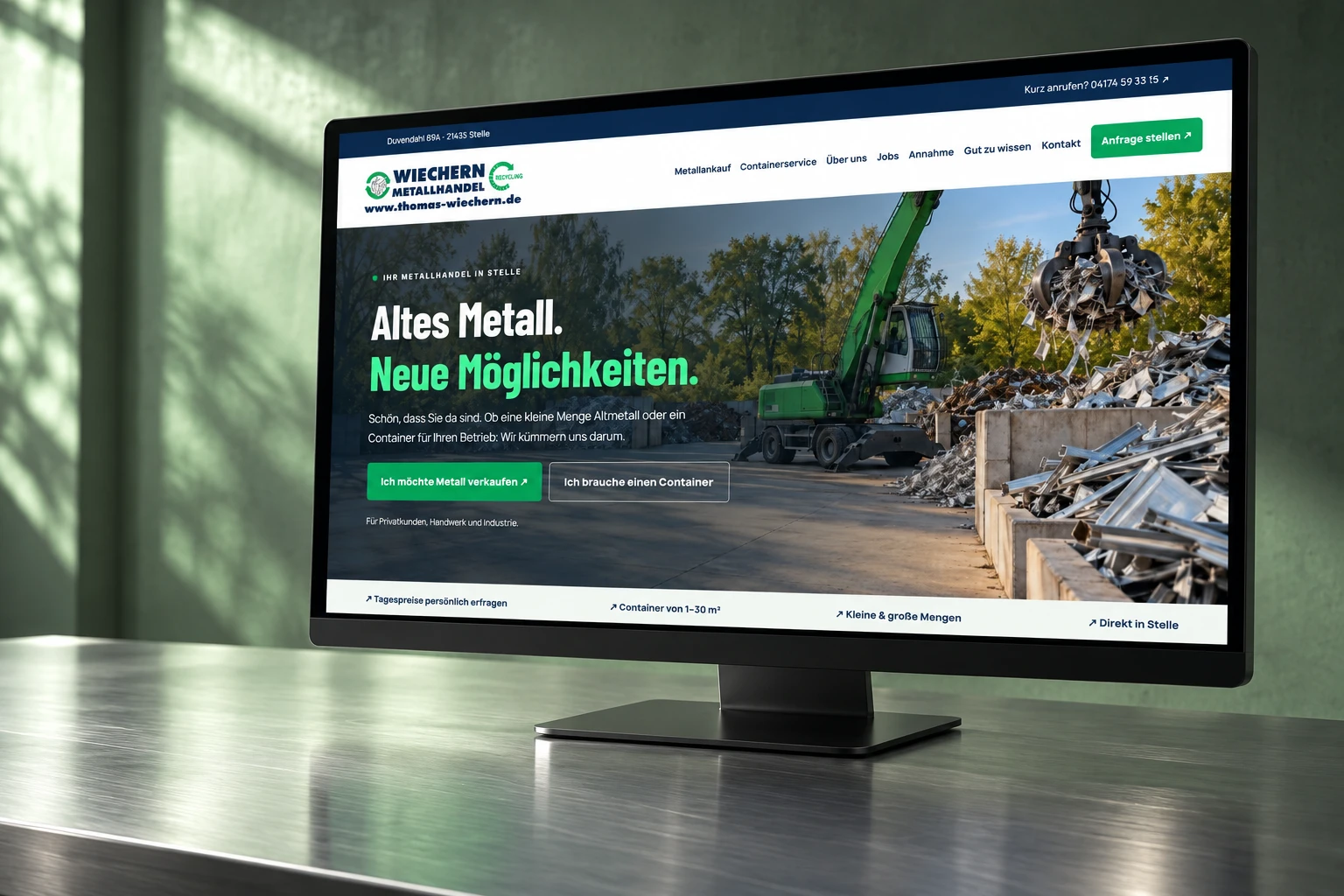 Wiechern Metallhandel: Webdesign · Recycling · Anfrageführung