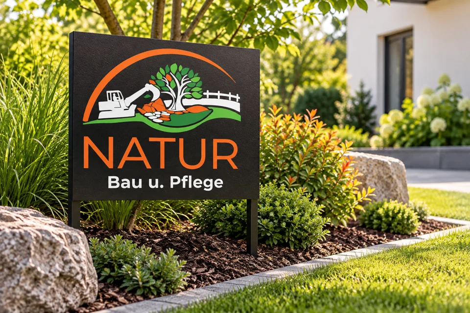 Markenwelt · Natur Bau und Pflege: Baustellenschild · Gartenbau