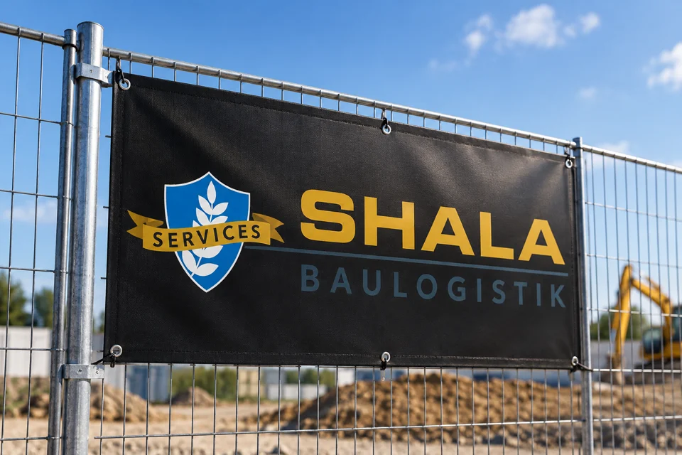 Markenwelt · SHALA Baulogistik: Baustellenschild · Orientierung