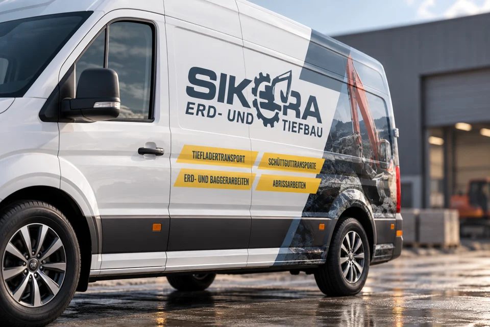 Markenwelt · Sikora Erd- und Tiefbau: Fahrzeug · Außenauftritt