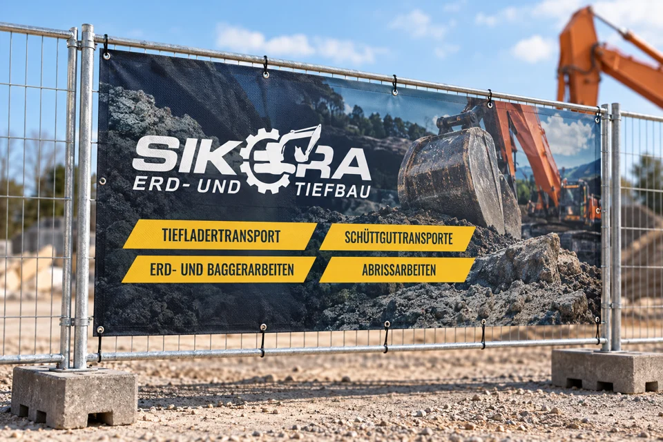 Markenwelt · Sikora Erd- und Tiefbau: Baustellenschild · Fläche